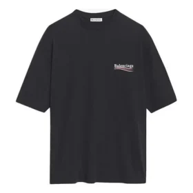 Camiseta holgada de manga corta con estampado del logotipo, negra, 641655TIV521070