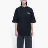 Camiseta holgada de manga corta con estampado del logotipo, negra, 641655TIV521070