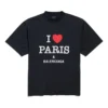 Camiseta «I Love Paris & Balenciaga» de corte medio «Black Faded» 764235TRVU91041