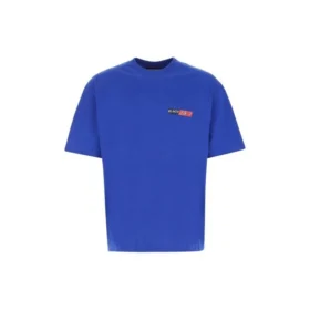 Camiseta informal de algodón, de color liso, cómoda, talla grande, manga corta, azul 612966TIVD14066