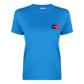 Camiseta informal de manga corta con logotipo alfabético, azul, 612964TIV797601