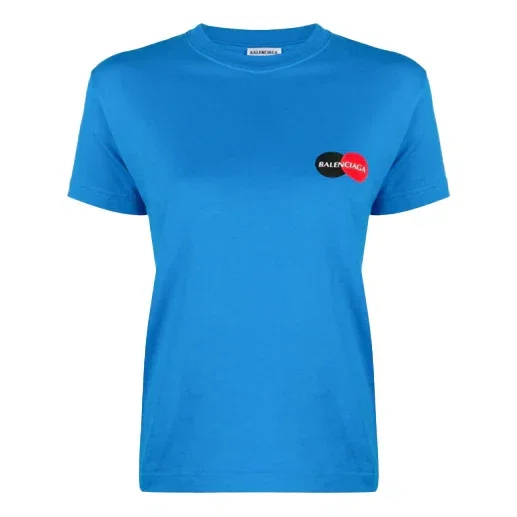Camiseta informal de manga corta con logotipo alfabético, azul, 612964TIV797601