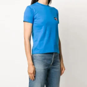 Camiseta informal de manga corta con logotipo alfabético, azul, 612964TIV797601
