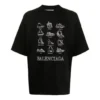 Camiseta informal de manga corta grande con estampado para hombre de Balenciaga, temporada primavera-verano 2021, negra 641614TJV801070