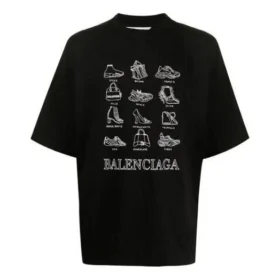 Camiseta informal de manga corta grande con estampado para hombre de Balenciaga, temporada primavera-verano 2021, negra 641614TJV801070