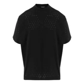 Camiseta oversize de cuello redondo de malla «Negra» 694576TMVD41000