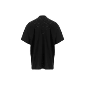 Camiseta oversize de cuello redondo de malla «Negra» 694576TMVD41000