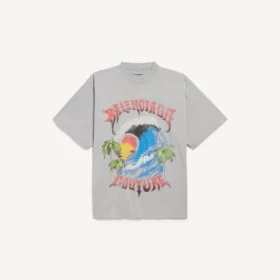 Camiseta oversize de estilo surfer vintage para hombre en gris Balenciaga Camiseta oversize de estilo surfer vintage para hombre en gris Balenciaga