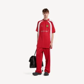 Camiseta oversize de fútbol para hombre en color rojo