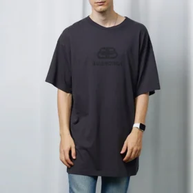 Camiseta oversize de punto entrelazado lavado «Navy Black» 583214TFV658060