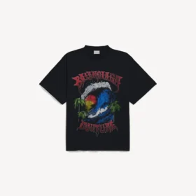 Camiseta oversize de surfista vintage para hombre en negro