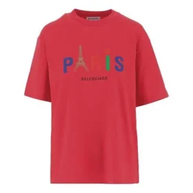Camiseta «Paris Love» de corte normal con estampado, manga corta, roja 594599TGV435640