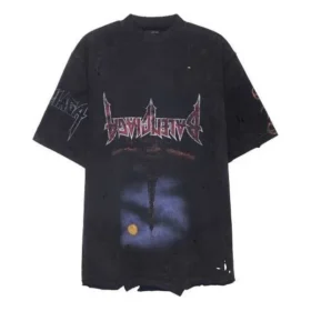 Camiseta «Paris Moon Upside Down» oversize «Black Faded» 698811TOVT31055
