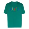 Camiseta regular de hombre Balenciaga Paris Love con estampado, manga corta, verde 594579TGV433640