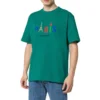 Camiseta regular de hombre Balenciaga Paris Love con estampado, manga corta, verde 594579TGV433640