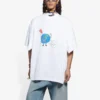 Camiseta unisex blanca de manga corta, corte amplio, tejido liso retro, colección primavera-verano 2021 (SS21) 657059TKV949000