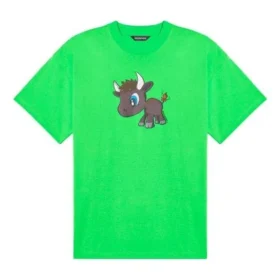 Camiseta unisex de manga corta con estampado de dibujos animados de motivos pequeños, temporada primavera-verano 2021, verde 612966TJVM93302 Camiseta unisex de manga corta con estampado de dibujos animados de motivos pequeños, temporada primavera-verano 2021, verde 612966TJVM93302