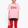 Camiseta unisex de manga corta con estampado de letras de la colección SS21, rosa, 612965TJVL51401