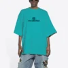 Camiseta unisex de manga corta con logotipo en mosaico, letras BB y efecto desgastado, azul 651795TKVF53660