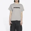 Camiseta unisex de manga corta, estilo clásico retro con logotipo difuminado y aberturas, gris 661705TKVD58174