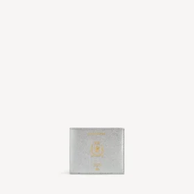 Cartera de hombre para pasaporte, plegada en cuadrado, en color plata