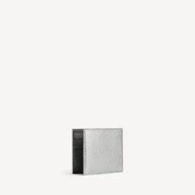 Cartera de hombre para pasaporte, plegada en cuadrado, en color plata
