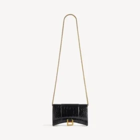 Cartera de mujer con forma de Hourglass y cadena, en color negro