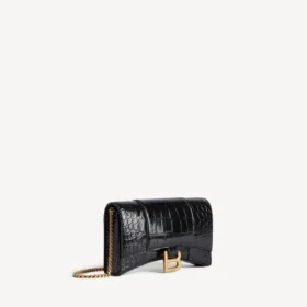 Cartera de mujer con forma de Hourglass y cadena, en color negro