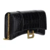 Cartera Hourglass con cadena y relieve de cocodrilo «Negro» 6560501LRGM1000