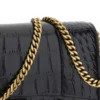 Cartera Hourglass con cadena y relieve de cocodrilo «Negro» 6560501LRGM1000