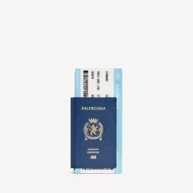 Cartera larga de pasaporte para hombre con 1 billete, en azul pasaporte