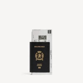Cartera larga para pasaporte de hombre con 1 billete, en color negro