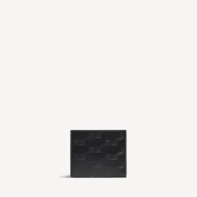 Cartera plegable cuadrada para hombre con monograma en relieve, en color negro