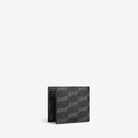 Cartera plegable cuadrada para hombre de lona recubierta con BB Monogram en negro/gris
