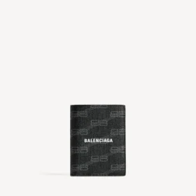 Cartera vertical doble para hombre con el BB Monogram, de lona recubierta en negro/gris