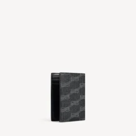 Cartera vertical doble para hombre con el BB Monogram, de lona recubierta en negro/gris