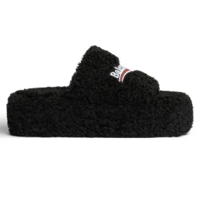 Chanclas de plataforma peludas «Negras» 762826W2DO11096