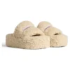Chanclas peludas con plataforma «Beige» 762826W2DO19796