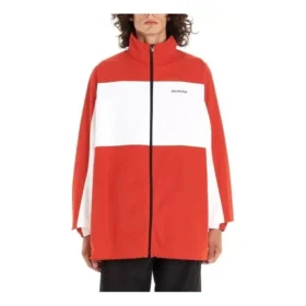 Chaqueta bicolor con cremallera completa «Rojo Blanco» 571434TYB186403