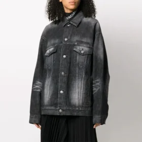 Chaqueta casual de manga larga con logotipo de la colección SS21, de color liso, negra 620746TIW435720