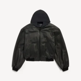 Chaqueta con capucha y parches para hombre en negro