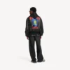 Chaqueta con capucha y parches para hombre en negro Chaqueta con capucha y parches para hombre en negro