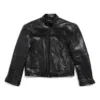 Chaqueta con cremallera de estilo deconstruido FW23 «Piel de búfalo suave negra» 768749TMS031000