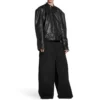 Chaqueta con cremallera de estilo deconstruido FW23 «Piel de búfalo suave negra» 768749TMS031000
