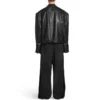 Chaqueta con cremallera de estilo deconstruido FW23 «Piel de búfalo suave negra» 768749TMS031000