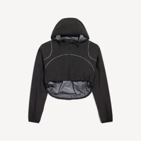 Chaqueta corta «techwear» para mujer en negro