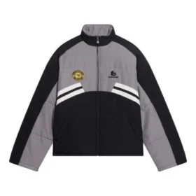 Chaqueta de chándal acolchada con cuello de embudo «Gris-Negro» 675462-TKO48-1000