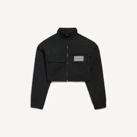 Chaqueta de chándal corta para mujer en negro