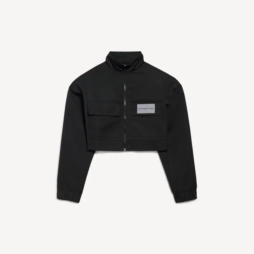 Chaqueta de chándal corta para mujer en negro Chaqueta de chándal corta para mujer en negro