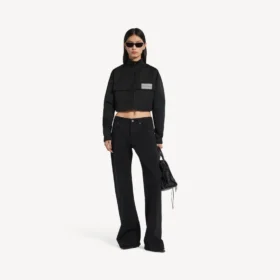 Chaqueta de chándal corta para mujer en negro